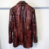Women's Leather Women's & Faux High Quality Women Genuine Blazer Snake Pattern Shiny Sheepskin Jacket Ladies