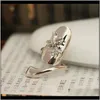 Smycken dragonfly blomma rhinestone nagel retro drottning mode fingerringar utsökt söt band ring guld sier dropp leverans 2021 ly9ip