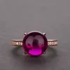 18k Rose Ruby Ring 100% Original 925 Sterling Prata Noivado Anéis de Banda de Casamento para Mulheres Declaração Festa Jóias