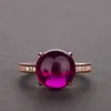 18K Rose Gold Ruby Ring 100% Original 925 Sterling Silver Engagement Bröllop Band Ringar för Kvinnor Ställning Party Smycken