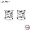 Lekani 925 Sterling Zilveren Stud Oorbellen voor Dames Vierkant-Vorm Clear Cubic Zirconia Girl Small Earring Engagement Fijne Sieraden 210701