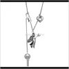 Necklaces & Pendants Jewelry Drop Delivery 2021 Pendant Cupid Shooter Lock Love Necklace Female Star Angel Key Sweater Chain Fashion Accessor