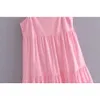 Summer Damska sukienka Sling Elegant Lady Casual Woman Pink Maxi Dress 210709