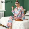 Pijamas de seda de moda Xiberyl para as mulheres terno pijama de garota setlewear top e shorts pijama mujer 210809