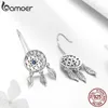 Bamoer 100% 925 Sterling Dream Catcher Drop Kolczyki Damskie Olśniewające CZ Vintage Srebrny Biżuteria Prezent SCE497