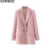 Femmes mode Double boutonnage Blazer Vintage manteau bureau dame col cranté à manches longues femme vêtements d'extérieur élégant hauts 210520