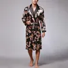 Men's Sleepwear Ethnic Mens Robe Long Sleeves Bathrobe Silk Kimono Chinese Lucky Dragon Print Pajamas Night Dressing Gown Mas302u