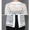 Plus Size Women Clothing Ladies White Lace Blouse Summer Cardigan Coat Hollow transparent Crochet Sexy Female Shirt 210420