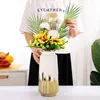 Ceramic Vase White Golden Modern Home Decor Living Room Decoration Desk Accessories Interior for Flower s Gift 211215