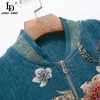 Designer Summer Outwear Jackets Women luxury Gold Line Beading Diamond Floral Jacquard Vintage Short Coat 210522