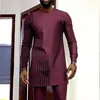 Etnik Giyim Müslüman Moda Erkekler Şerit Uzun Kollu T-Shirt Erkek Kaftan Geleneksel Rahat Bazin Dashiki Bluz Giysileri Artı Boyutu Tops