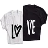 Lovers Couple Summer Funny Women Casual Tshirt LO VE Printing Mesh Short Sleeve Boyfriend Matching Clothing 210517