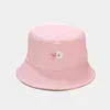 LDSLYJR 2021 coton fleur broderie seau chapeau pêcheur chapeau en plein air voyage chapeau soleil casquette chapeaux pour femmes 197 G220311