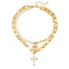LATS – colliers multicouches Vintage pour femmes, pièces de monnaie, croix de perles, Portrait, chaîne à clavicule épaisse, bijoux à la mode, cadeaux