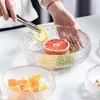 Złote wykończeniowe szklane szklane dekoracyjna miska 6 -calowa ręcznie robiona japońska talerz do serwowania do sałatki z deserów owocowych