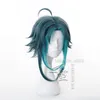 Annan Event Party Supplies Genshin Impact Xiao Wig Cosplay Mörkgrön Kort Straight Heat Resistant Syntetisk Hår Vuxen Kvinnor Halloween