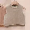 Senza maniche maglia gilet maglione tinta unita moda bambini pullover lavorato a maglia top primavera nuovo bambino bambini neonati maschi e femmine 20220301 Q2