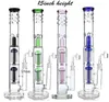 Toro Recycler Bubbler Glass Bongs Hockahs 확산 된 더블 암 트리 Perc Water Pipe DAB RIG와 18mm 보울 조인트