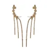 Hoop Silver Needle Olive Branch Earrings Style Piece Earbone Clip med Diamond Tassel3468770