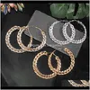 Hie Drop Delivery 2021 Trendy 90Mm Big Metal For Women Gold Twisted Circle Round Alloy Hoop Earrings Fashion Party Jewelry Wqyhz