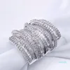 Tam Prenses Kesim Lüks Takı 925 Ayar Siver Beyaz Safir Simüle Elmas Taşlar Düğün Kadın Yüzük SZ5-11