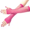 Ladies Neon Sexy Long Fingerless Fishnet Lace High Elasticity Gloves Hand Gloves Girls Punk Goth Dance Mesh Fishnet Glove Y0827