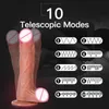 Vibratrice de gode réaliste 10 vitesses Swing télescopique vibration de masturbation feme