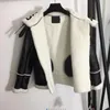 Chaqueta de plumón con costura y cuello de piel de cordero sintética, además de terciopelo para mantener el calor, 275G