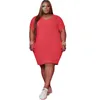 Woman Plus Size Dresses 4XL 5XL Summer Clothing Casual Solid Color Knee-length White Dress V-neck Mini Skirts 5434