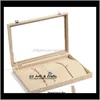 Packaging & Drop Delivery 2021 Large Linen Earrings Necklaces Bracelets Ring Display Box Tray Jewelry Organizer Storage Stand Holder 7Myca