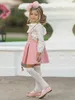 2021 Child Clothing Girls Dress + Lace T Shirt 2 Pieces Set Princess Baby Kids Autumn New Arrival Korean Blouse + Dress Sets Q0716