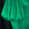 Casual Sukienki Plus Rozmiar Party Dla Kobiet 2021 Moda Rękaw Puff Solidni Suknie Wieczorowe Elegancka Zielona Sukienka Afrykańska Ubrania