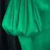 Robes décontractées grande taille fête pour les femmes 2021 mode manches bouffantes solide robes de soirée élégant vert femme robe vêtements africains