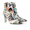 Designer-Damenstiefel, Damen-High-Heels, Stiefeletten, schwarzes Kastanienleder, Wildleder, Winter, Knöchel, Knie, Graffiti-Stiefel, Damenschuhe, Schuhe258i