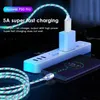 5A Flowing Colors LED Glow USB Charger Type C Cable for Android Micro USB Charging Cable for Samsung Charge Wire Cord