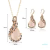 Set Elegant Women Peacock Crystal Rhinestone Pendant Necklace Earrings Jewelry For Women Fashion hanging chain Craft necklace