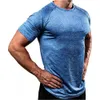 T-shirt à manches courtes pour homme, haut d'entraînement, de jogging, solide, à séchage rapide, pour gymnases, Fitness, musculation, slim