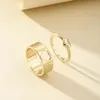 Trendy Silver Color Heart Rings For Women Men Lover Couple Rings Set Adjustable Friendship Engagement Wedding Open Ring Gif