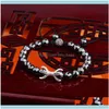 Beaded Bracelets Jewelrybeaded Strands Luxury Fashion Beaded Bracelet Natural Stone Faceted Black Gallstone Sier Color Zircon Decoration A
