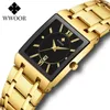 Relogio Masculino WWOOR Gold Black Watch Men Quartz Водонепроницаемые наручные часы для мужчин Мода Квадрат Повседневная Часы Мужская капля 210804