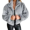 Kvinnors Jackor Kvinnors Jacka Mode Kvinna Coat Zip Pocket Casual Warm Fleece Basic Super Outwear