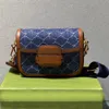 Kobiety Flap Bag Messenger Torebka Crossbody Torby mody płótno vintage kowbojski wzór listu niebieski czerwony pasek na ramię Wysoka jakość