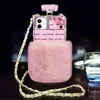 Women Designer Winter Style Fur Ball Perfume Bottle Diamond Cases For iPhone 12 Pro Max 13 mini 11 xr xsmax 8plus Lanyard Crystal Rhinestone 11PRO Phone Case Cover