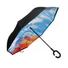 Parapluie inversé pliant 52 Styles Double Couche Inversé Long Coupe-Vent Pluie Voiture C-Crochet Poignée Parapluies DH8966