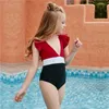 Cours de baignade pour enfants âgés d'aînée pour enfants Noir maillot de bain rouge enfants confortablement tenue de bikini vêtements 210529