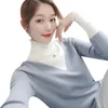 가을 겨울 새로운 스웨터 여성 패션 Turtleneck 긴 소매 슬림 가짜 2 조각 풀오버 캐주얼 패치 워크 바닥 knittwear 210412