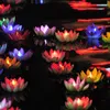 Brilhante Led Lotus Vela Desejando Lâmpada Flutuante Artificial Floating Flower com luzes eletrônicas para suprimentos de festa de casamento de aniversário de Natal