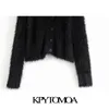 Kvinnor Mode Soft Touch Faux Fur Strikkad Cardigan Sweater Långärmad Knapp - Upp Kvinna Ytterkläder Chic Top 210420