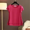 Blusas femininas Camisas Chiffon Camisa Fêmea Blusa de Manga Curta Plus Size 6XL Top e Verão Mulheres O-pescoço Loose 488