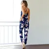 Kvinnor OMSJ Sommar Blommig Print V Nacke Jumpsuit Romper Cross Back Strappy Jumpsuits Beach Overaller för Salopette Femme 210517